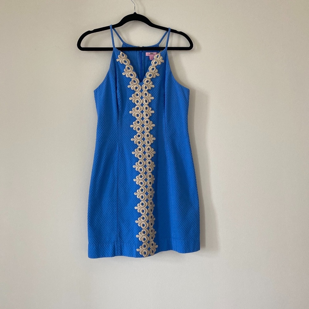 Lilly Pulitzer Vibrant Blue & Gold Mini Dress